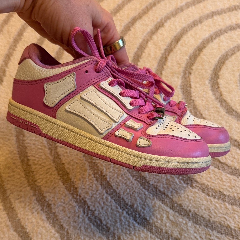 AMIRI Pink and White Kids Lace-Up Sneakers
